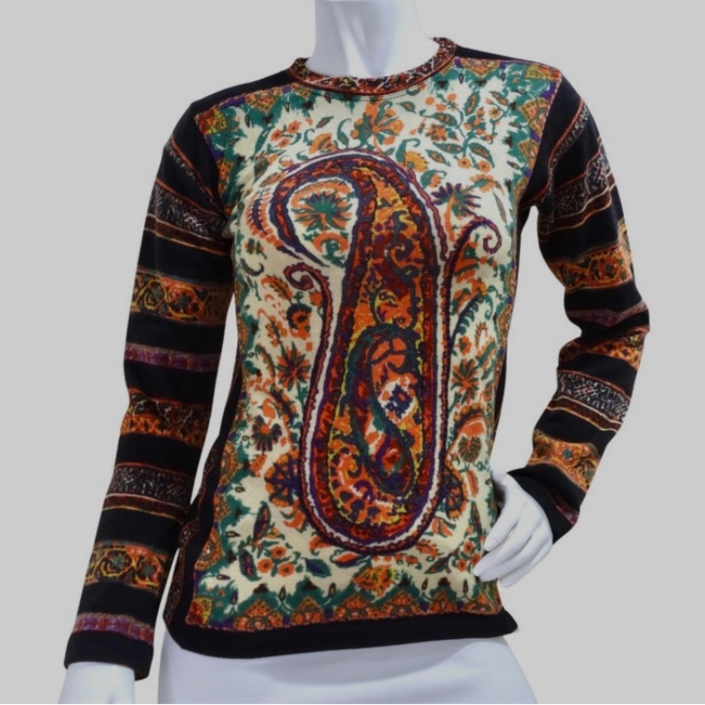 Jean Paul Gaultier Maille Vintage 100% Virgin Wool Paisley Tapestry Sweater